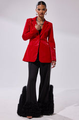 TOO SLICK LIQUID VELVET BLAZER