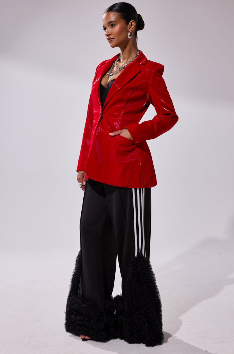 TOO SLICK LIQUID VELVET BLAZER