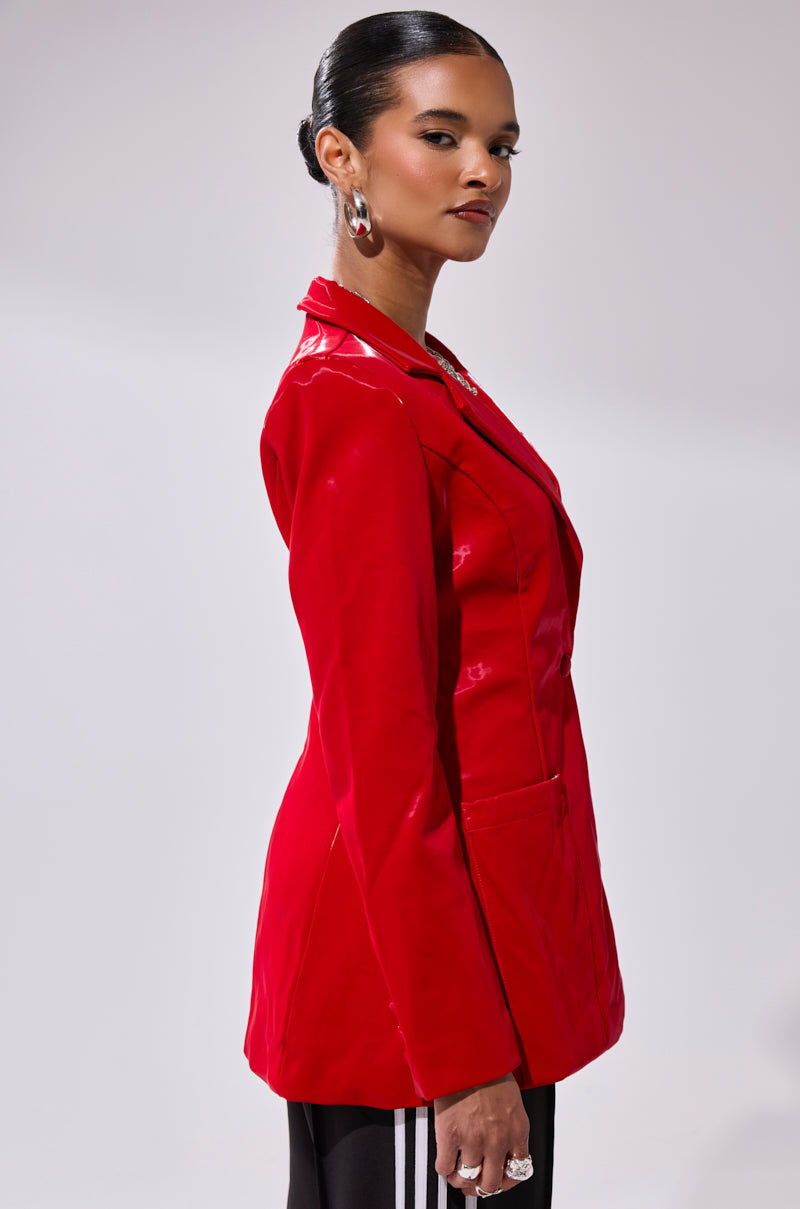 TOO SLICK LIQUID VELVET BLAZER
