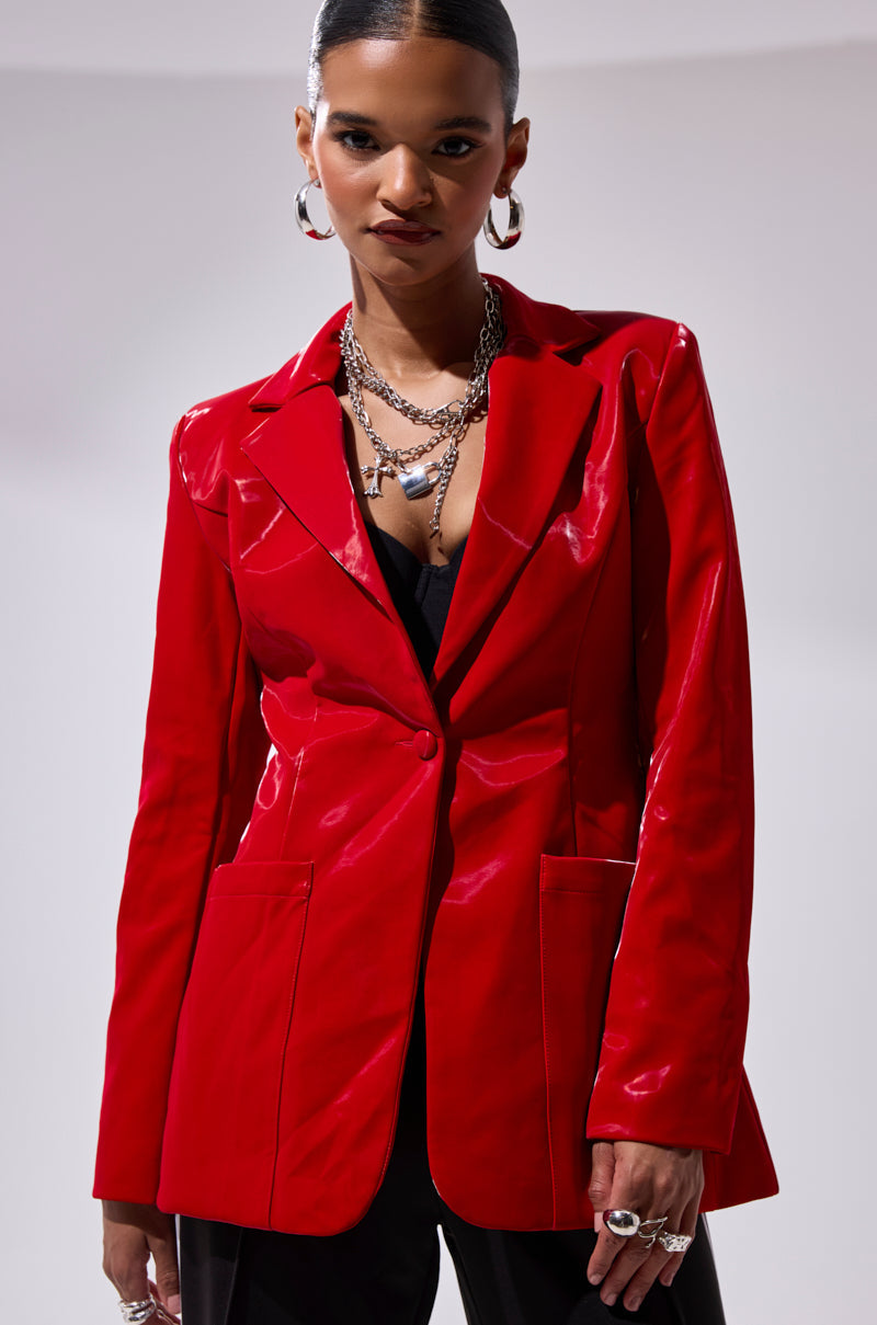 TOO SLICK LIQUID VELVET BLAZER