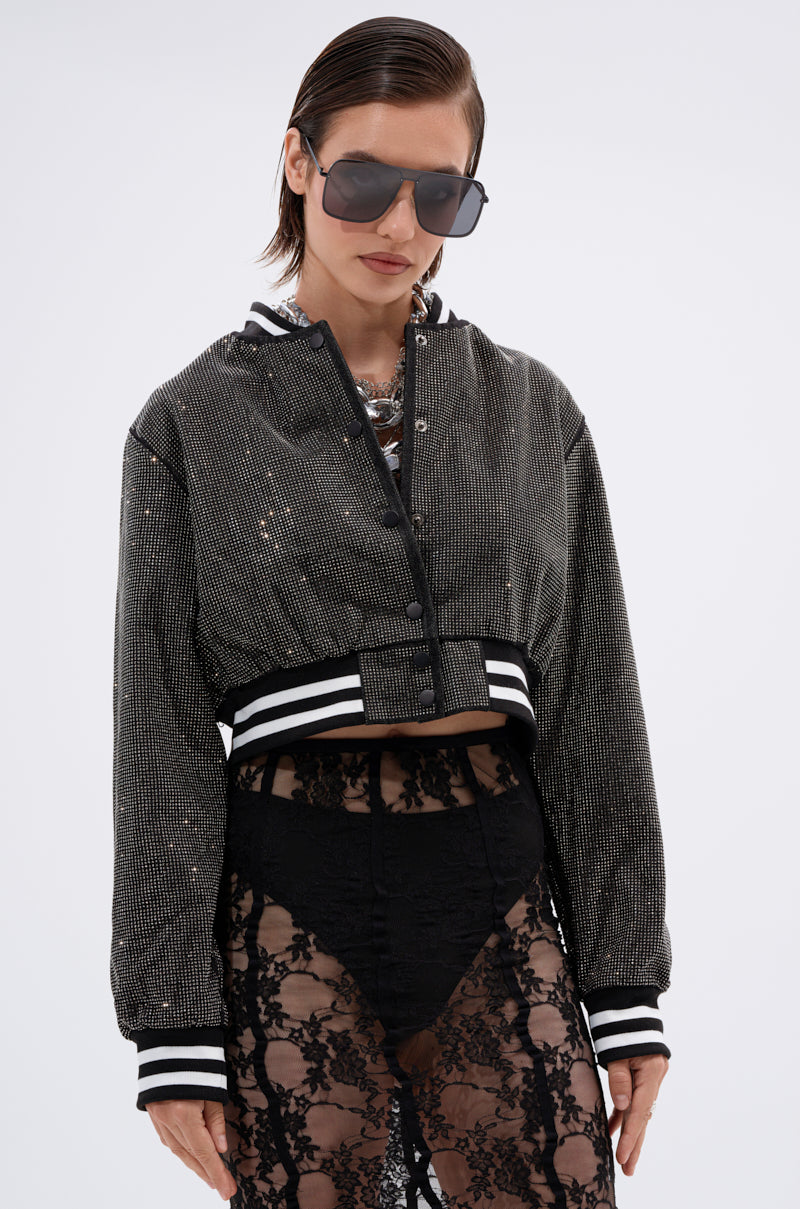 SPOTLIGHT RHINESTONE BOMBER