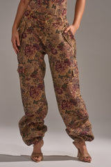 GLAM SQUAD RHINESTONE BROCADE TROUSER