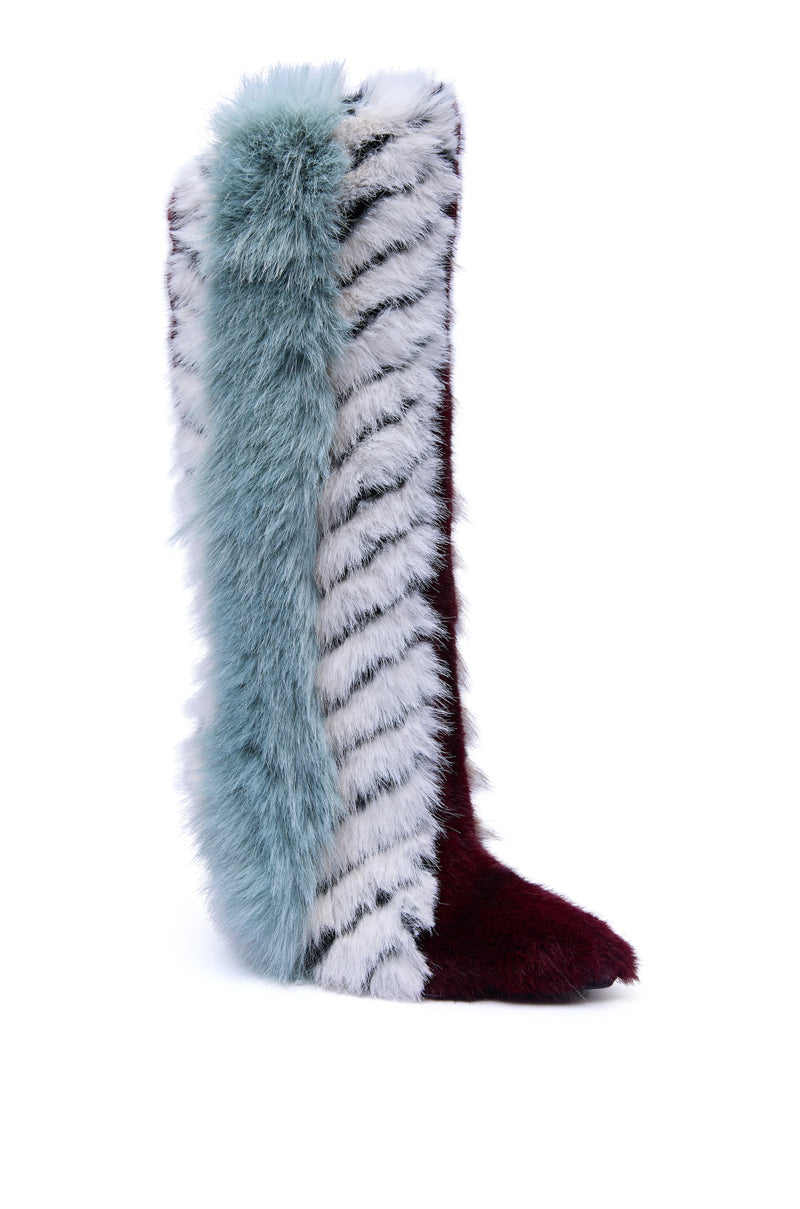 AZALEA WANG UPSELLA BLUE MULTI STILETTO BOOT