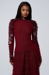 VELMA VINYL SCALE TOP IN BURGUNDY