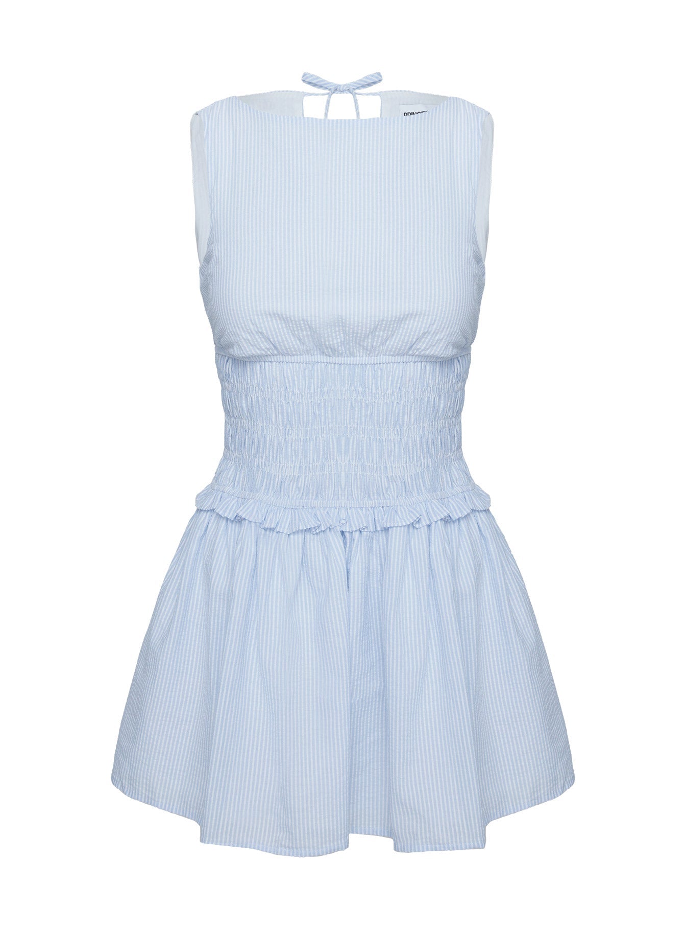 Yennifer Shirred Mini Dress Blue / White