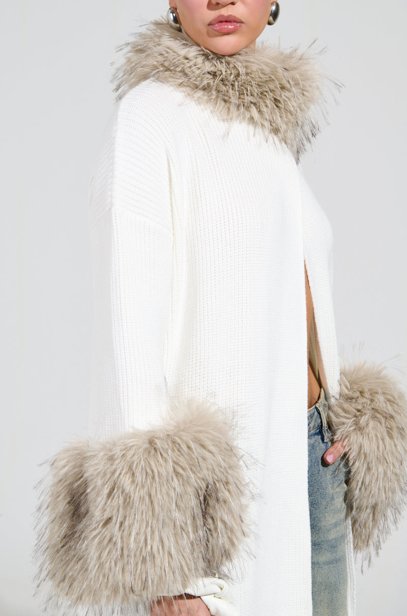 SNOWY NIGHT LONG CARDIGAN IN IVORY