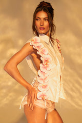 FLOWER POWER BUTTON DOWN TOP