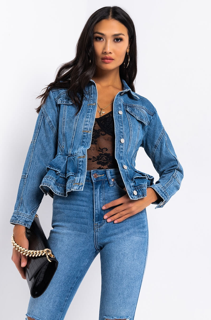 WAYNE PEPLUM DENIM JACKET