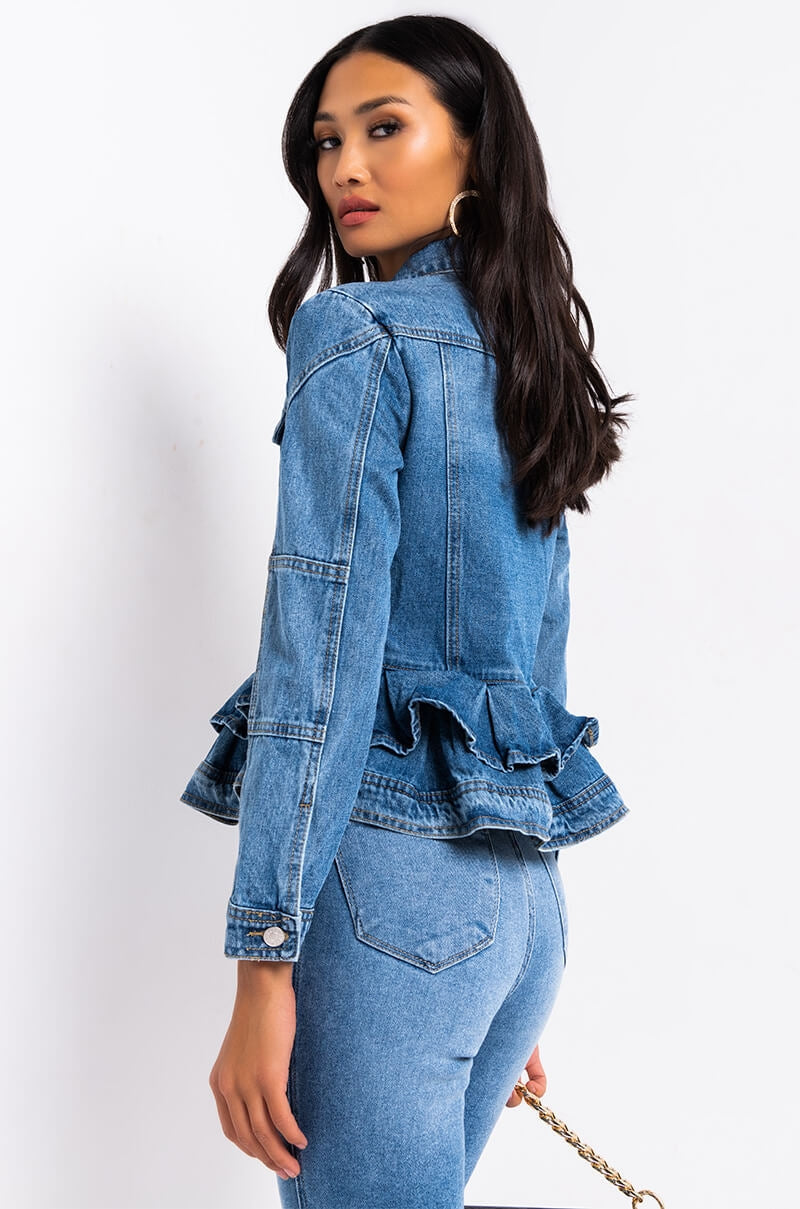 WAYNE PEPLUM DENIM JACKET