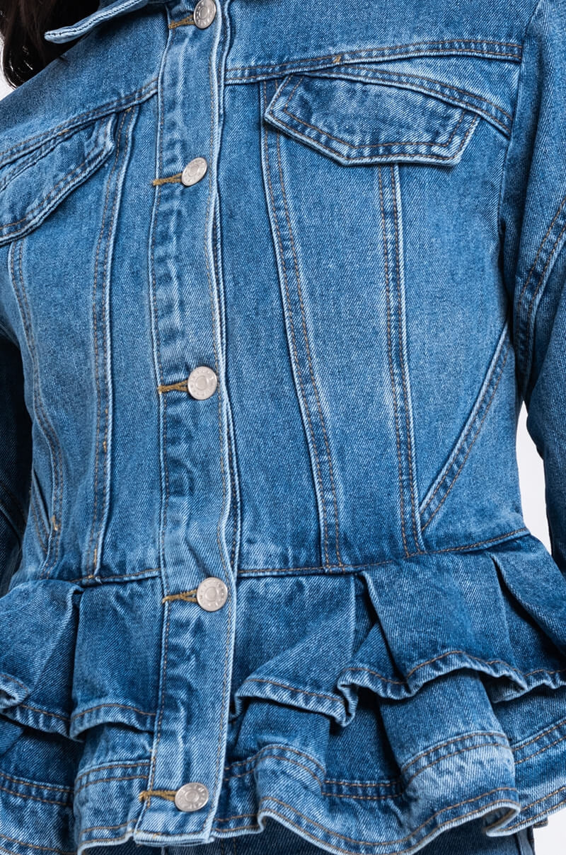 WAYNE PEPLUM DENIM JACKET