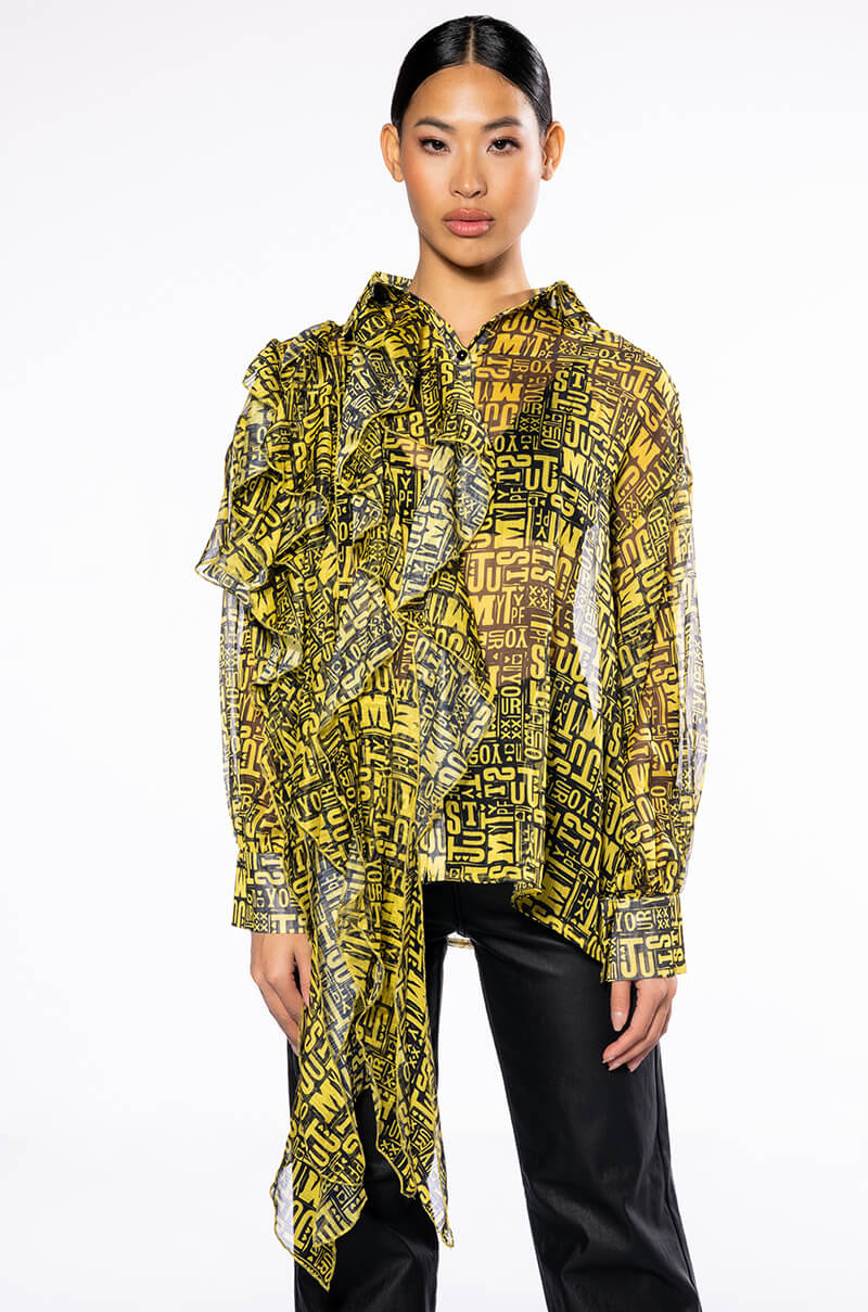 ALL OVER ASYMMETRICAL BUTTONDOWN BLOUSE
