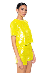 ALL UP IN MY MIND SEQUIN SHORT SLEEVE SHIRT