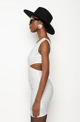 ALWAYS A SLAY THIS WAY LOW V NECK MINI DRESS