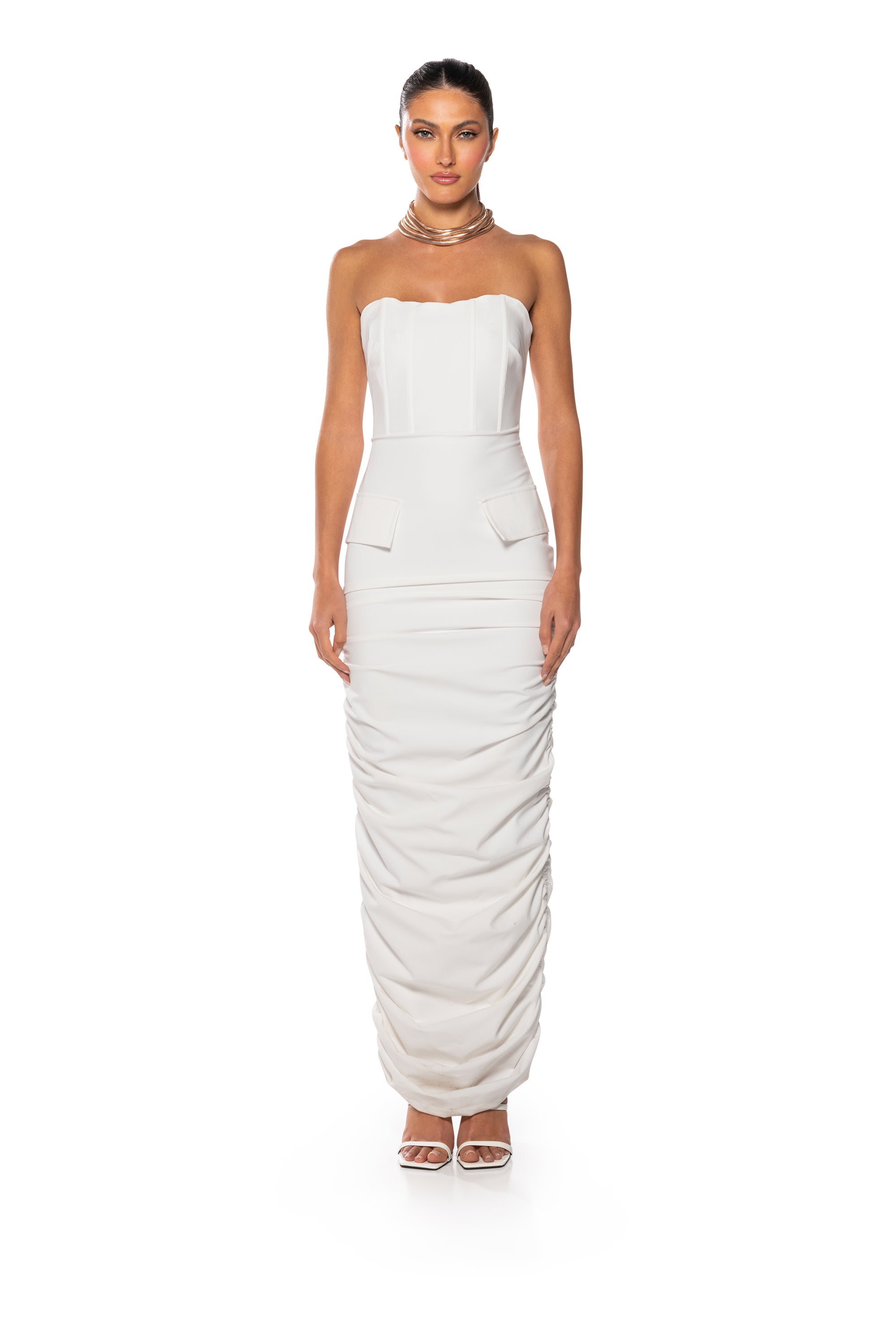 ASH STRAPLESS CARGO MAXI DRESS