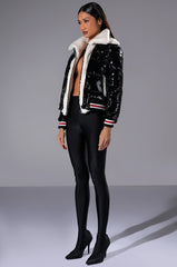 ASPEN SKI TRIP PUFFER WITH VARSITY TRIM