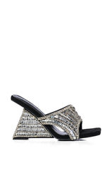 AZALEA WANG BESIMA SILVER EMBELLISHED WEDGE SANDAL