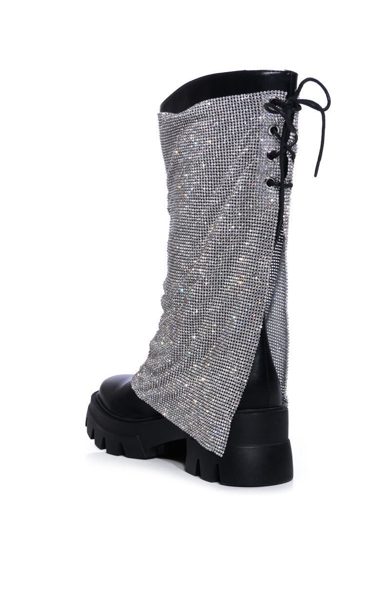 AZALEA WANG BLOOMFIELD EMBELLISHED BOOT IN SILVER