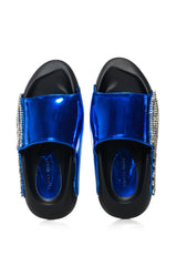 AKIRA BUGGY BLUE METALLIC EMBELLISHED SLIDE