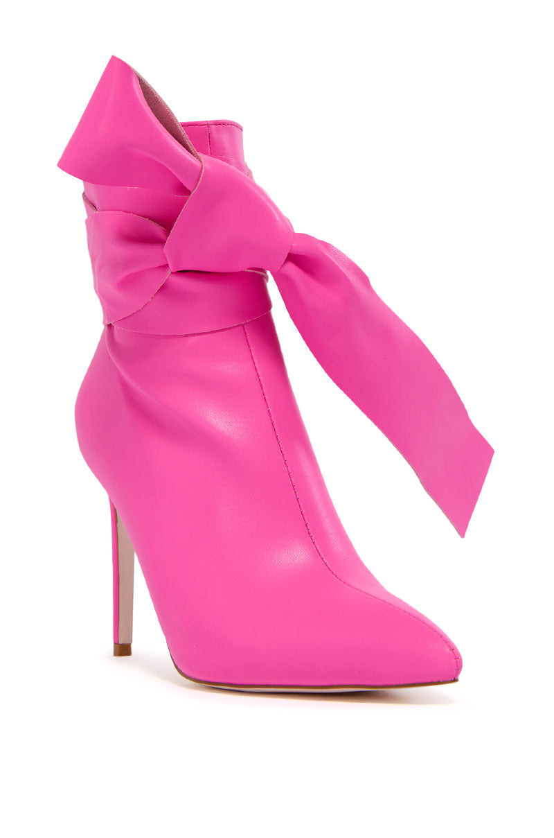 AZALEA WANG CHAUD PINK TIE STILETTO BOOTIE