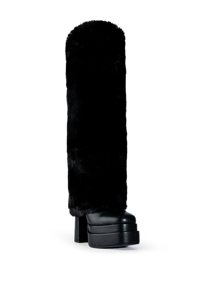 AZALEA WANG COCO FUR FOLD OVER BOOT IN BLACK