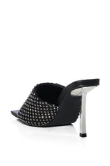 AZALEA WANG EARTHA EMBELLISHED WEB DESIGN SANDAL IN BLACK