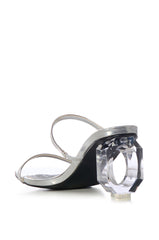 AZALEA WANG GEMELLI SILVER NOVELTY HEEL SANDAL