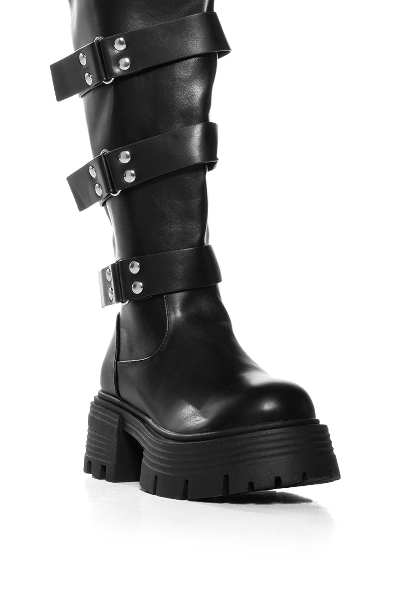 AZALEA WANG GLAD BLACK INDUSTIRAL CHUNKY BOOT