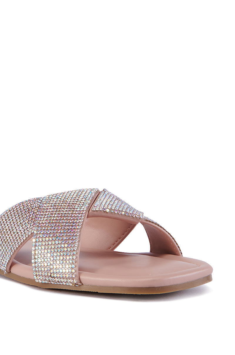 AZALEA WANG GOLDEN SEAL PINK FLAT SANDAL