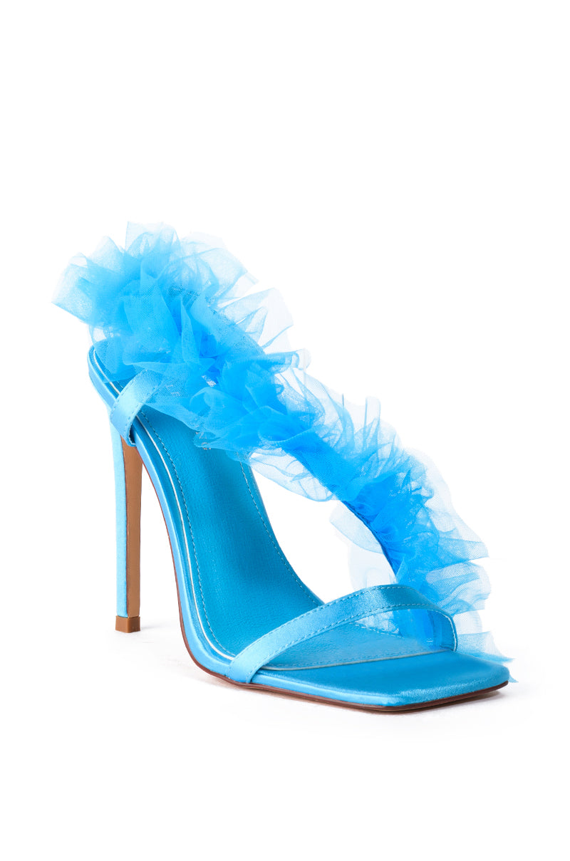 AZALEA WANG GRAPEFRUIT TULLE STILETTO SANDAL IN BLUE