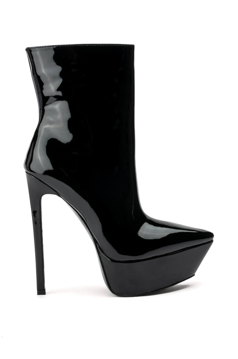 AZALEA WANG JEALOUSY PLATFORM STILETTO BOOTIE IN BLACK PATENT