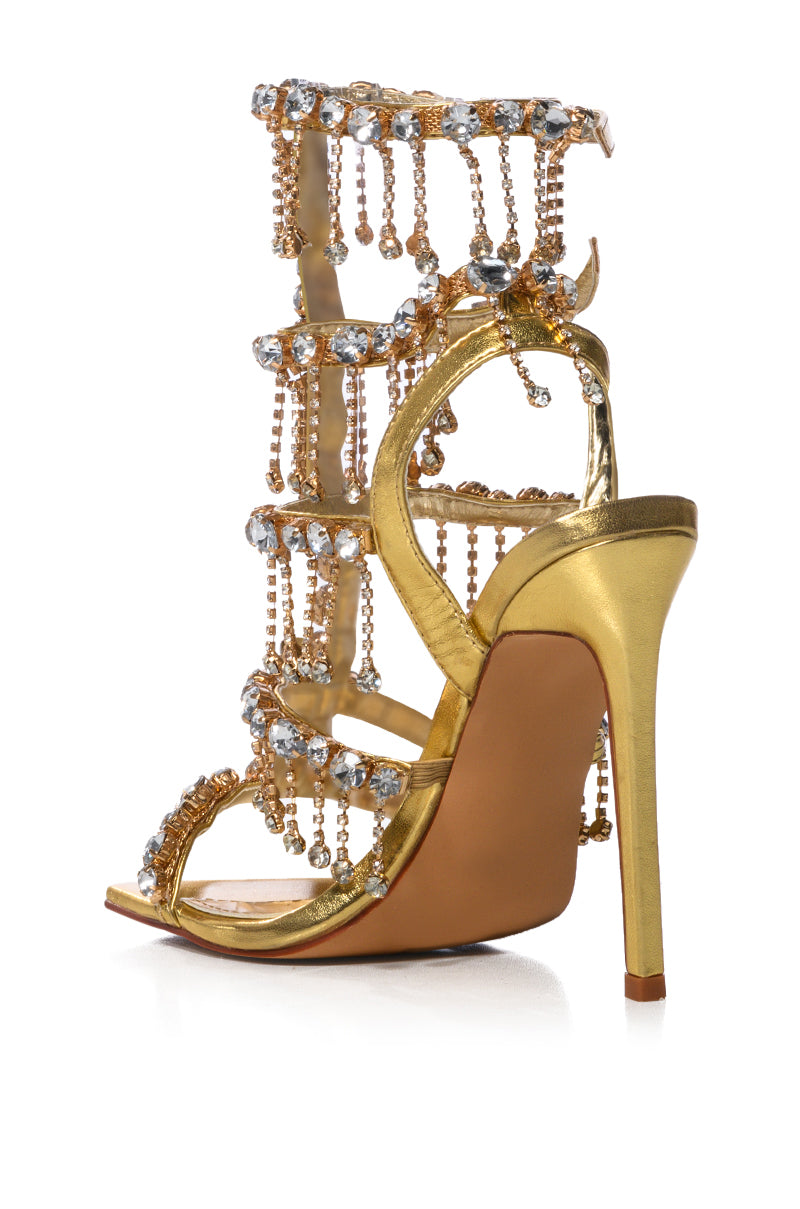 AZALEA WANG JORDYN GOLD DRIPPING DIAMONDS SANDAL