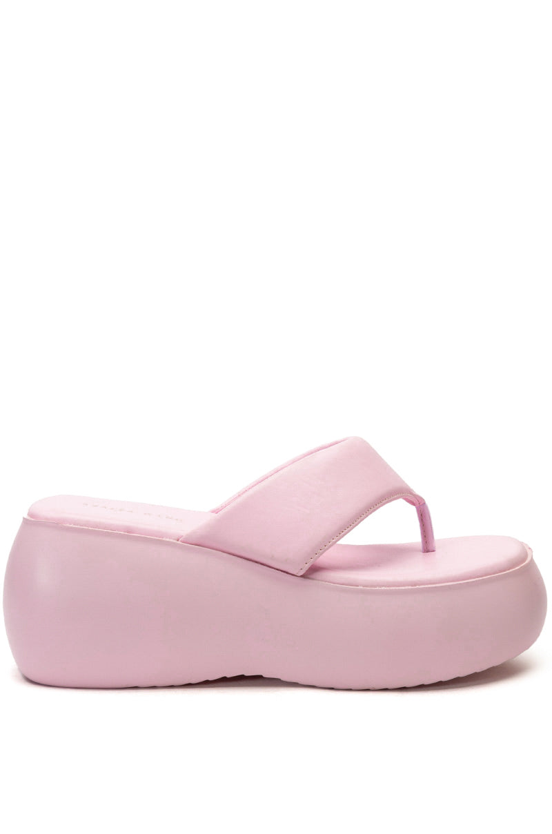 AZALEA WANG ODETTE PU FLATFROM SANDAL IN BABY PINK