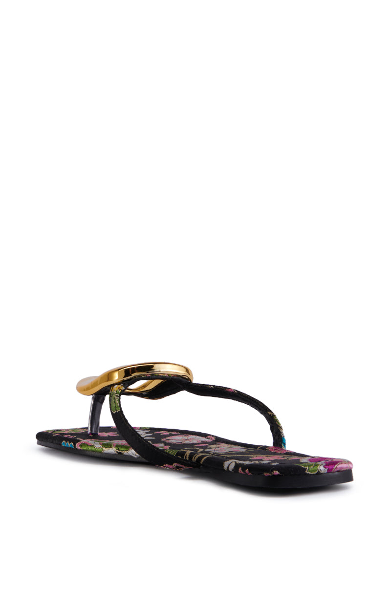 AZALEA WANG PACCHERI BLACK BROCADE SANDAL