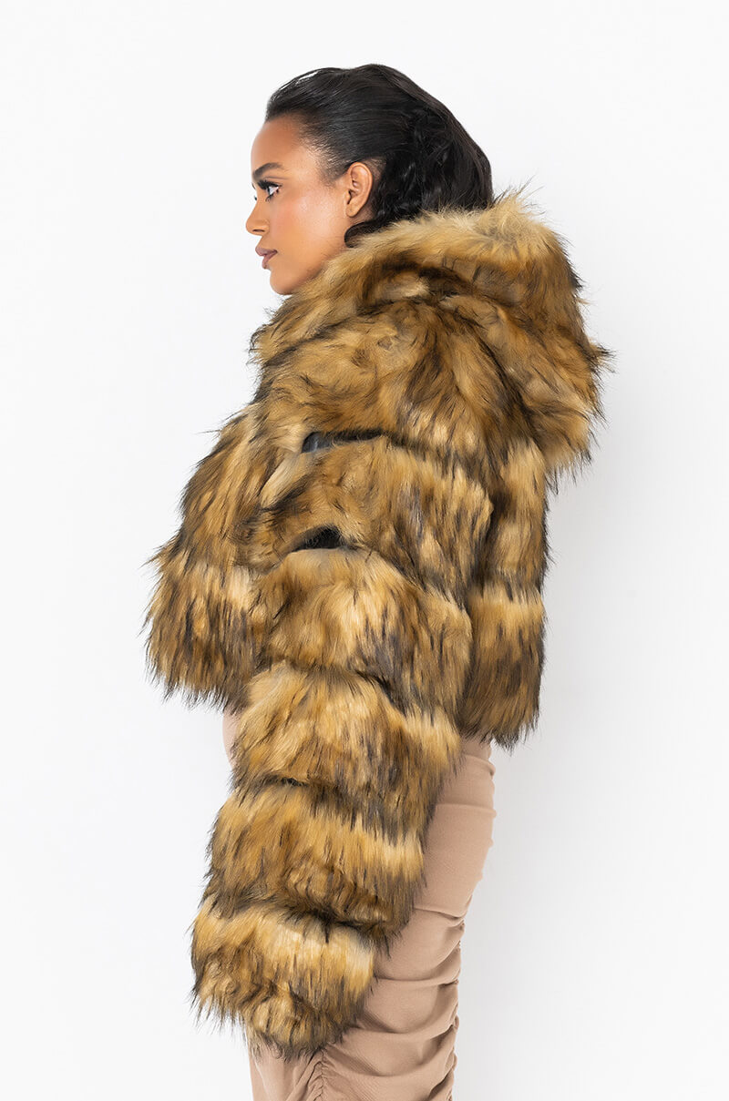 PLUS GRACELLE FAUX FUR CROPPED JACKET