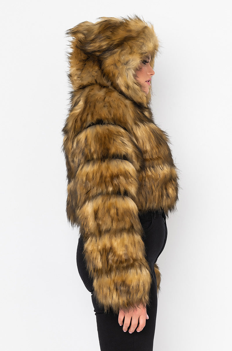 PLUS GRACELLE FAUX FUR CROPPED JACKET