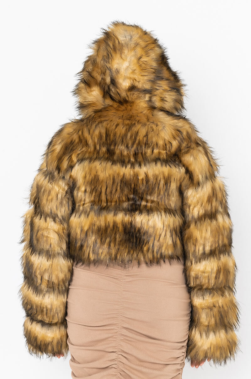 PLUS GRACELLE FAUX FUR CROPPED JACKET