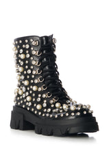 AZALEA WANG SCOTCHIE EMBELLISHED BOOTIE IN BLACK