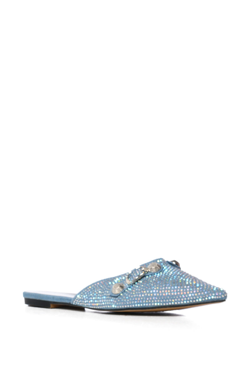 AZALEA WANG ROSEBUD BOW FLAT IN DENIM
