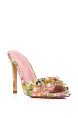 AZALEA WANG JUDITH EMBELLISHED ROUND TOE SANDAL IN PINK