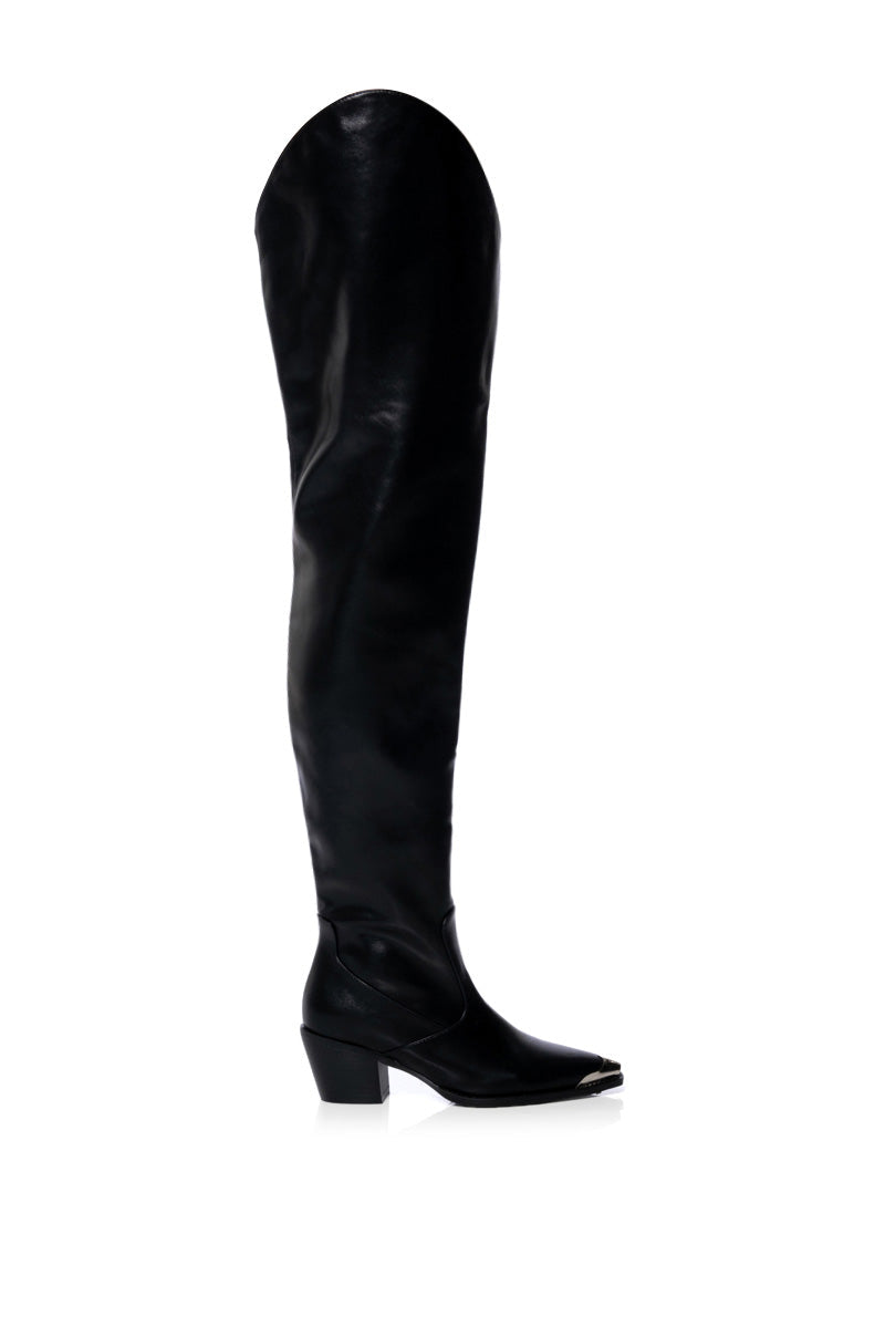 AZALEA WANG RIA OVER THE THIGH WESTERN BOOT IN BLACK