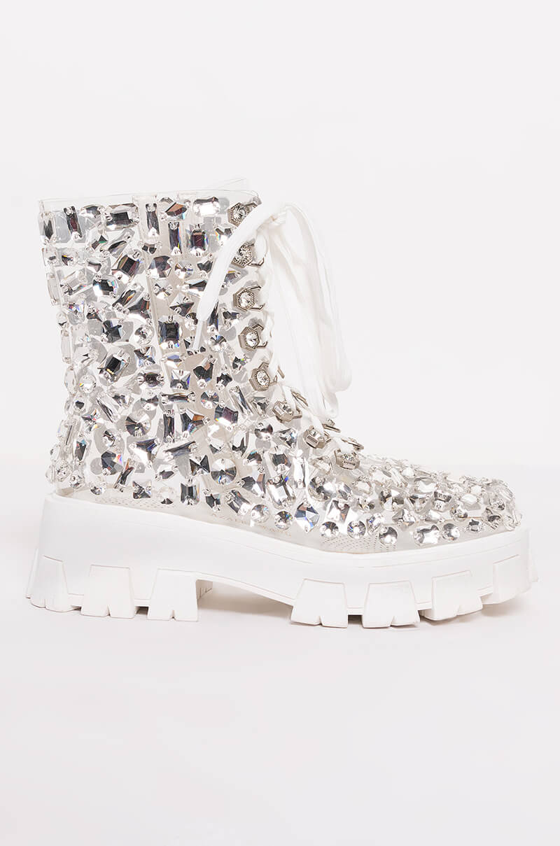 AZALEA WANG THIN ICE FLATFORM BOOTIE IN GLASS