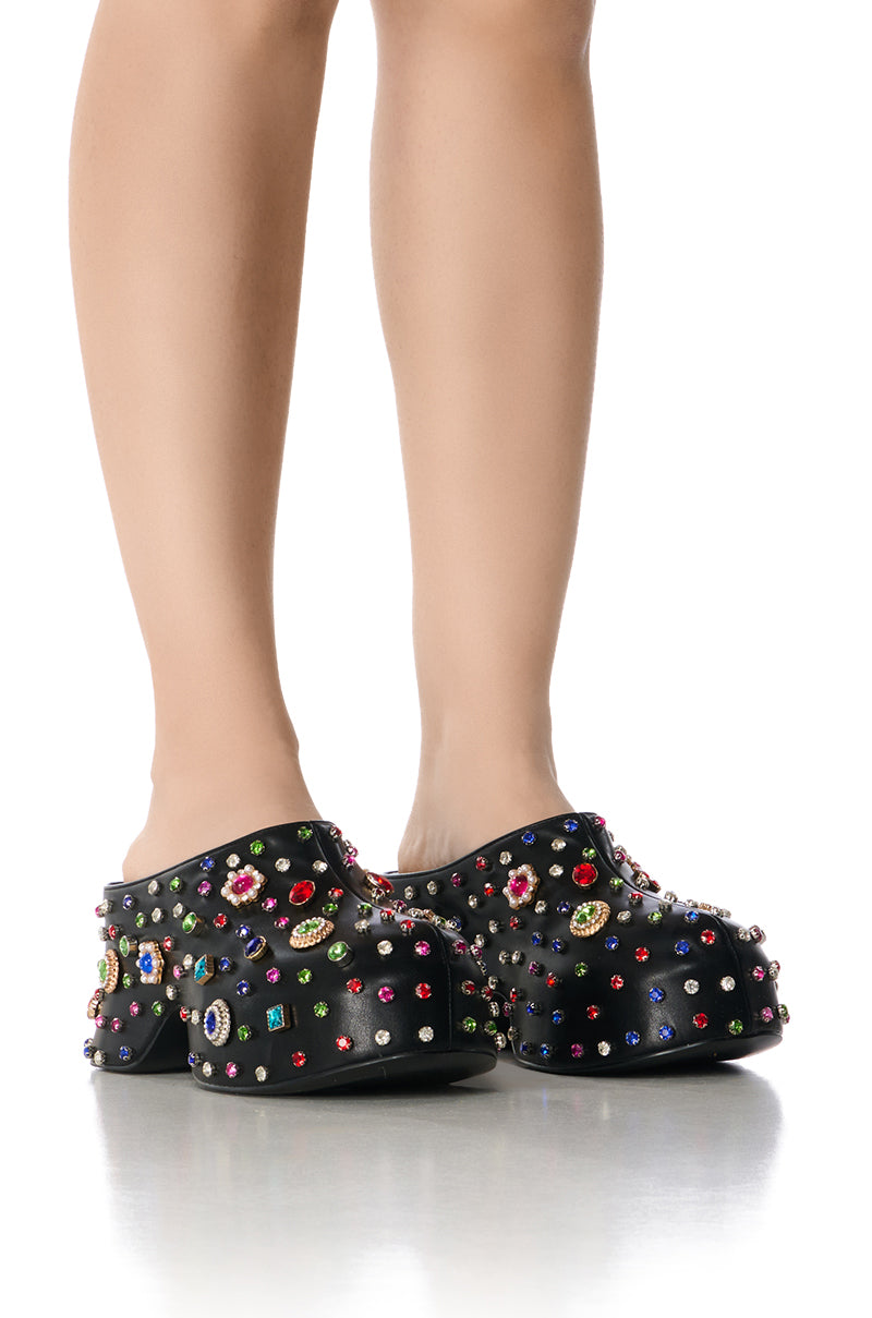 AZALEA WANG THURLOW BLACK EMBELLISHED CLOG
