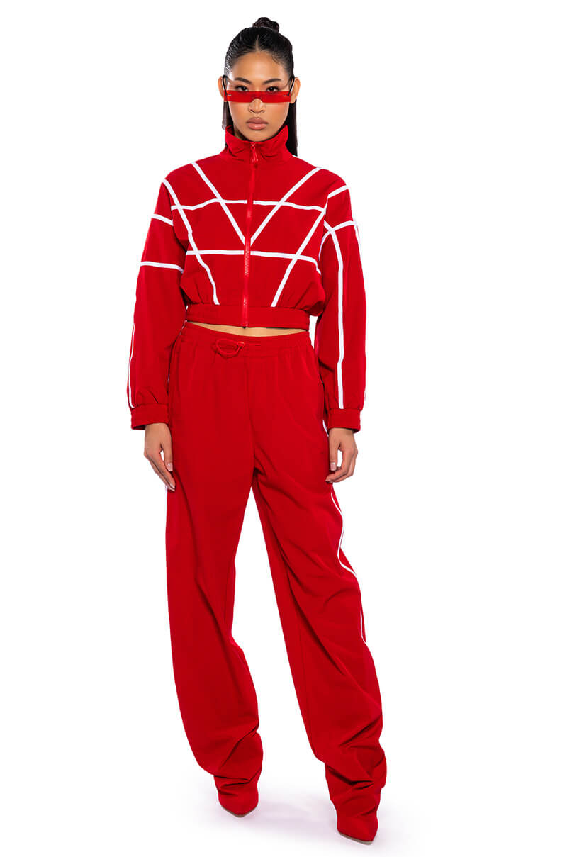 AZALEA WANG BOOT TRACK PANT IN SAGE RED