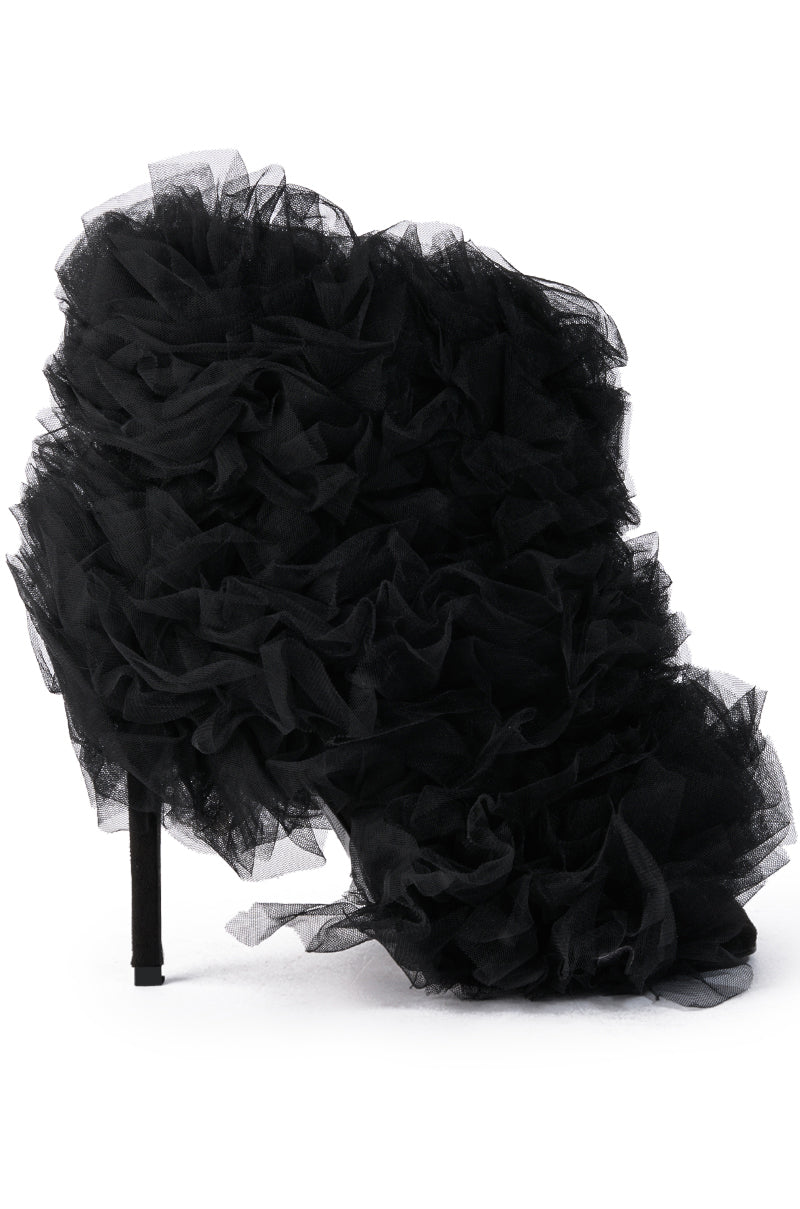 AZALEA WANG TUTU TULLE STILETTO BOOTIE IN BLACK