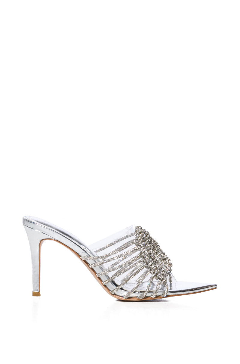 AZALEA WANG VERITY SILVER SPARKLE SANDAL