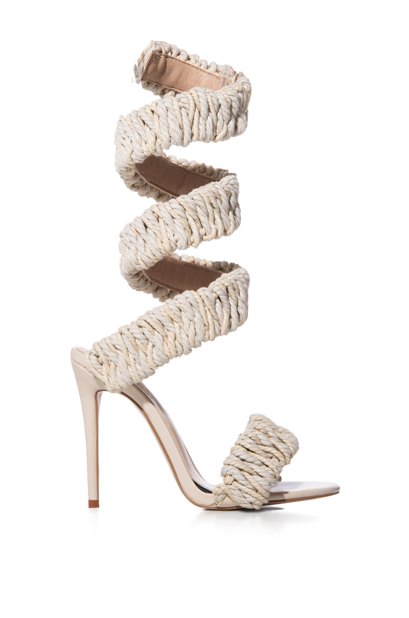 AZALEA WANG VINES ROPE DECOR WRAP UP SANDAL IN NUDE