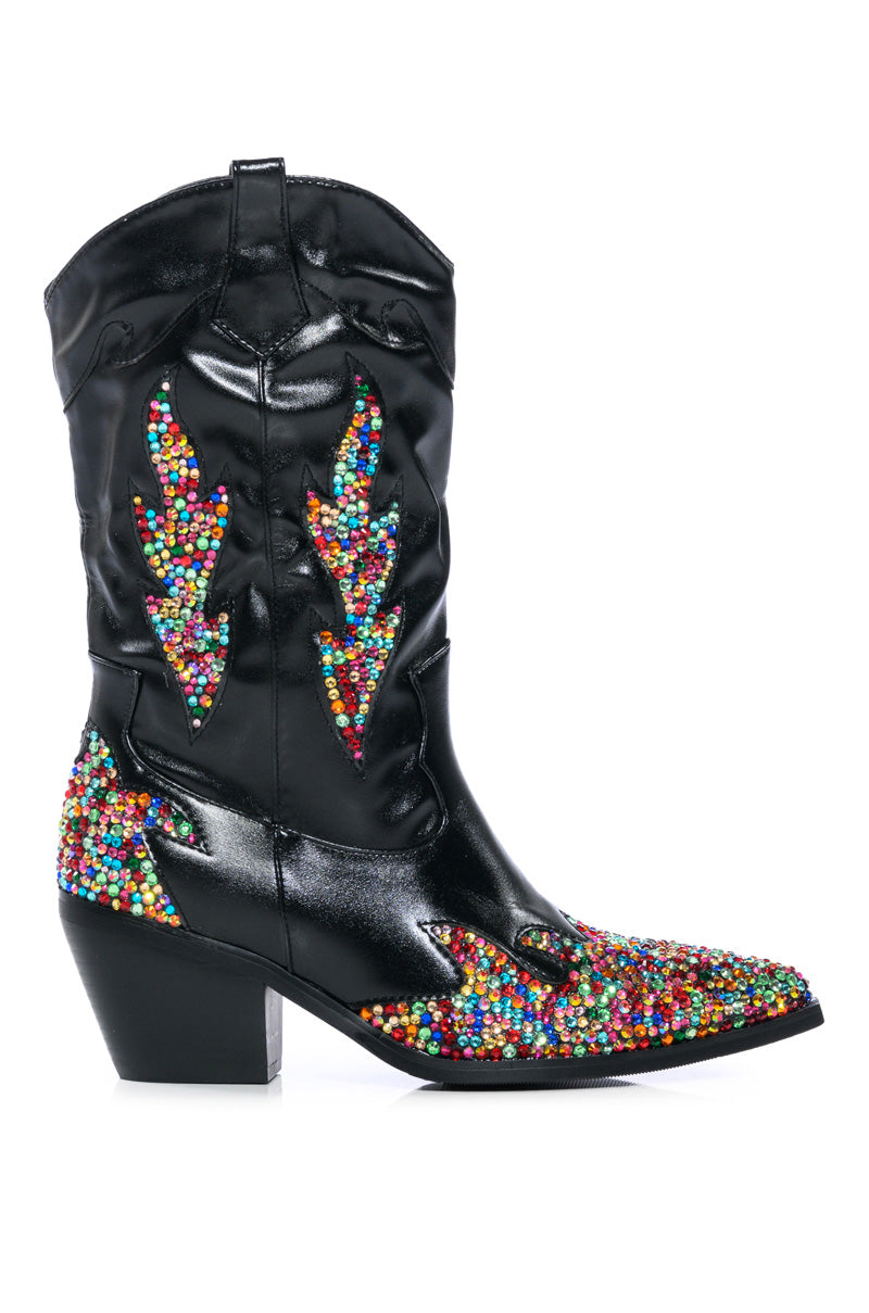 AZALEA WANG VINNY EMBELLISHED WESTERN BOOTIE