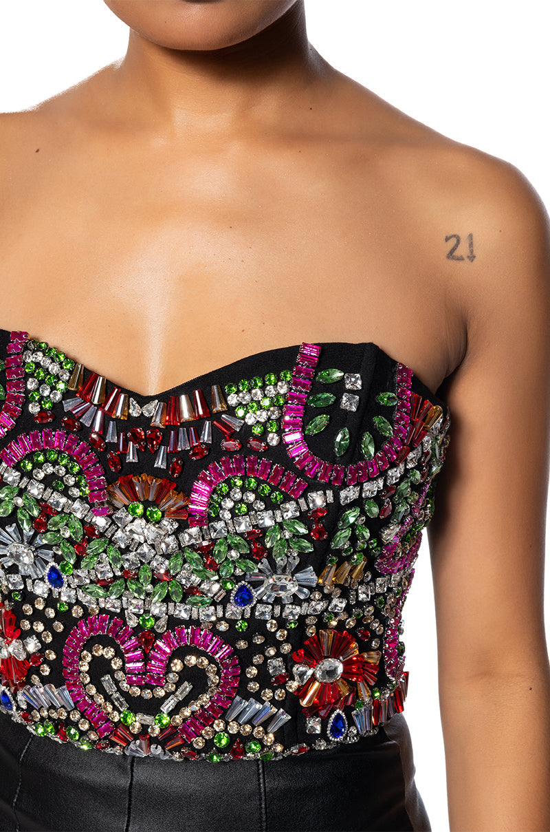 COME ALIVE RHINESTONE EMBELLISHED CORSET