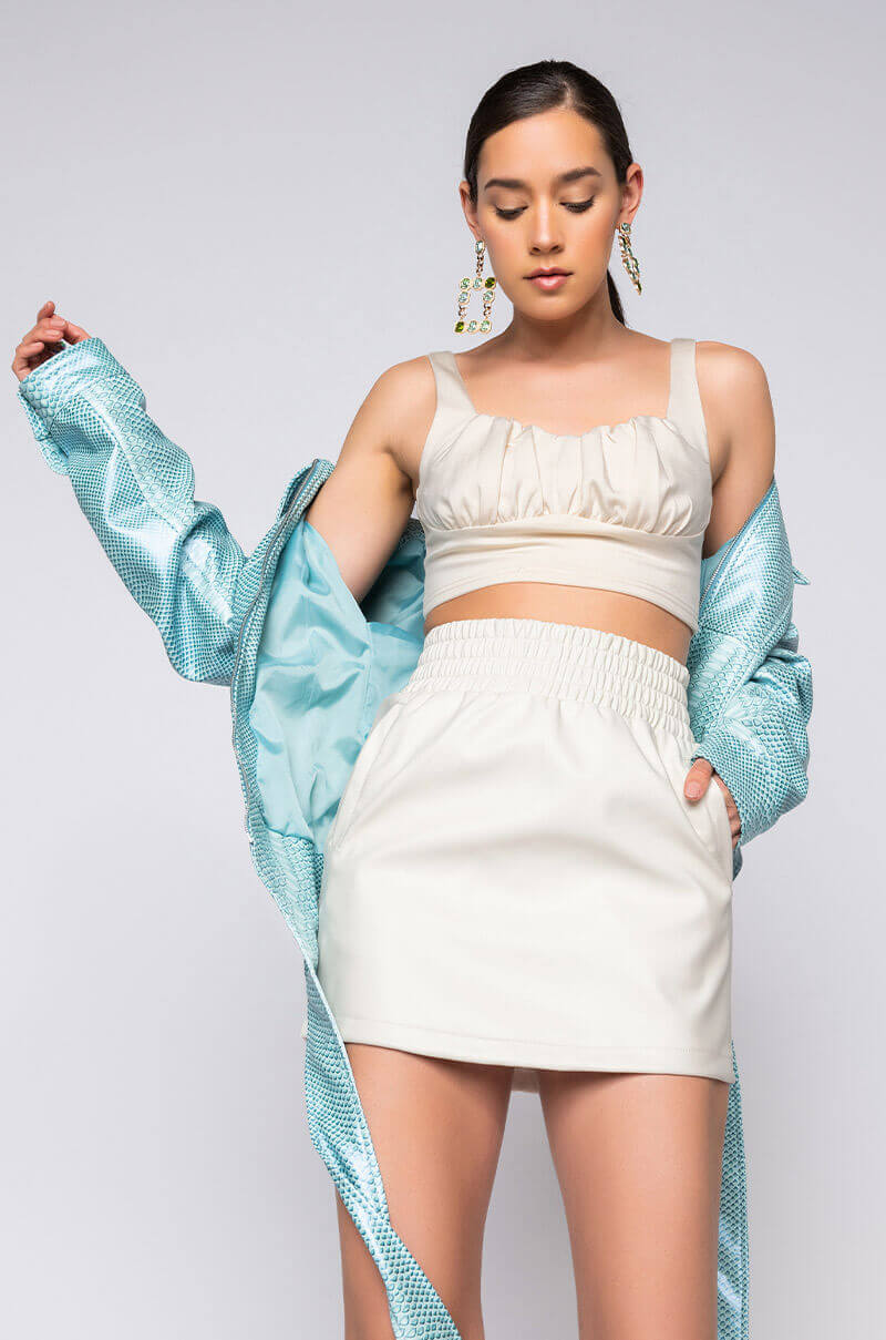 COSMO PLEATHER MINI SKIRT