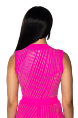DIAMOND MESH SLEEVELESS BODYSUIT IN PINK